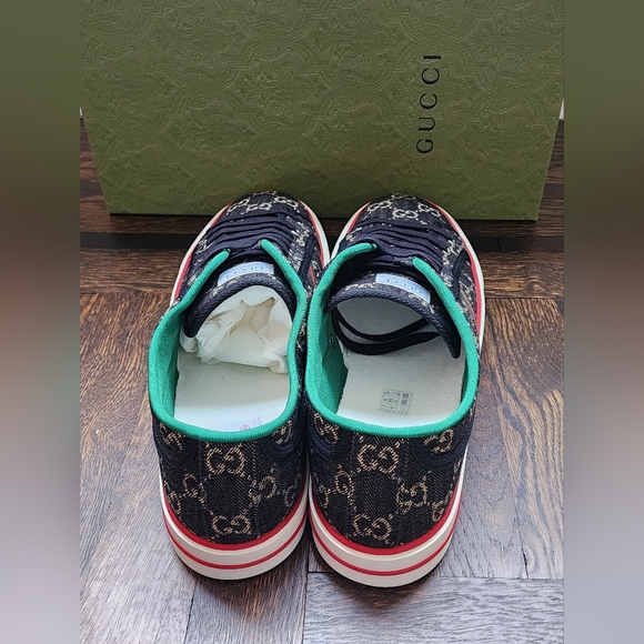 $750 Brand New Gucci Tennis 1977 Men Sneakers Black Web US 14.5 G 13.5 - Picture 5 of 12